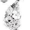 tatouage-ephemere-plume-tete-de-mort-motif-unique tatouage-ephemere-plume-tete-de-mort-motif-unique