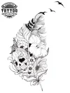 tatouage-ephemere-plume-tete-de-mort-motif-unique tatouage-ephemere-plume-tete-de-mort-motif-unique