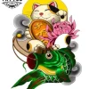 tatouage-ephemere-poisson-chat-decalcomanie-temporaire-poisson