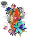 tatouage poisson japonais temporaire couleur longue durée tatouage poisson japonais temporaire couleur longue durée