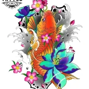 tatouage poisson japonais temporaire couleur longue durée tatouage poisson japonais temporaire couleur longue durée