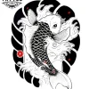 tatouage-poisson-japonais-ephemere-homme-style-elegance tatouage-poisson-japonais-ephemere-homme-style-elegance