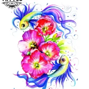 tatouage poisson multicolore éphémère waterproof longue durée tatouage poisson multicolore éphémère waterproof longue durée