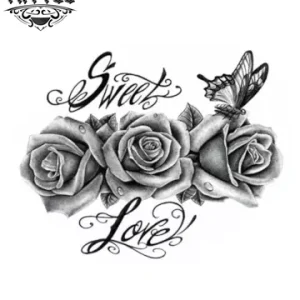 tatouage éphémère rose et papillon élégant tatouage éphémère rose et papillon élégant