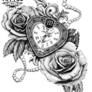 tatouage-ephemere-rose-horloge-motif-floral-durable tatouage-ephemere-rose-horloge-motif-floral-durable