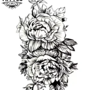 tatouage_EPHEMERE_rose_pivoine_fleurie tatouage_EPHEMERE_rose_pivoine_fleurie