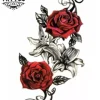 tatouage-ephemere-rose-rouge-noir-temporaire-tatouage-ROSE