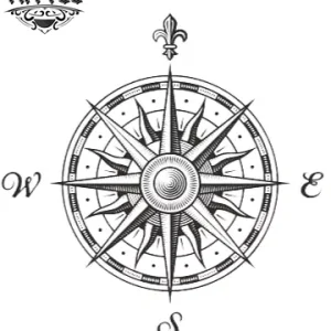 tatouage ephemere soleil boussole lumineux stylise