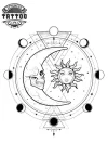 tatouage-ephemere-soleil-dans-lune-design-astral tatouage-ephemere-soleil-dans-lune-design-astral