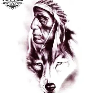 tatouage-ephemere-tete-de-loup-indien-design-unique tatouage-ephemere-tete-de-loup-indien-design-unique