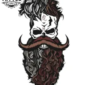 tatouage ephemere tete de mort barbu style viking tatouage ephemere tete de mort barbu style viking