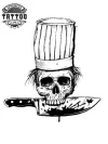 tatouage-ephemere-tete-de-mort-cuisinier-stylise tatouage-ephemere-tete-de-mort-cuisinier-stylise