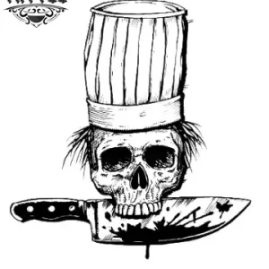 tatouage-ephemere-tete-de-mort-cuisinier-stylise tatouage-ephemere-tete-de-mort-cuisinier-stylise