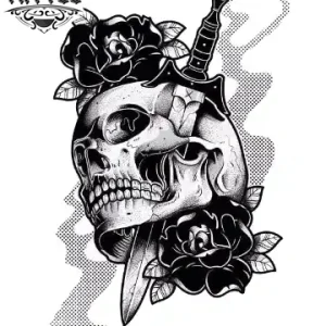 tatouage-ephemere-tete-de-mort-avec-fleurs-pour-femme tatouage-ephemere-tete-de-mort-avec-fleurs-pour-femme