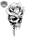 tatouage-ephemere-tete-de-mort-avec-rose-design-realiste-peau tatouage-ephemere-tete-de-mort-avec-rose-design-realiste-peau