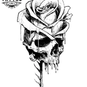 tatouage-ephemere-tete-de-mort-avec-rose-design-realiste-peau tatouage-ephemere-tete-de-mort-avec-rose-design-realiste-peau