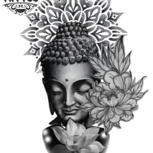tatouage-THAILANDAIS-ephemere-lotus-design-floral