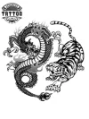 tatouage ephemere tigre dragon combo puissant
