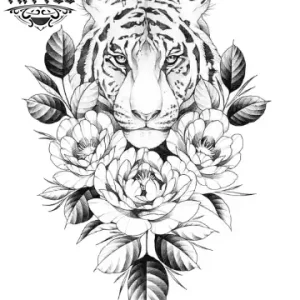 tatouage-tigre-ephemere-fleur-design-unique tatouage-tigre-ephemere-fleur-design-unique