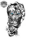tatouage-tigre-ephemere-rose-realiste-elegant tatouage-tigre-ephemere-rose-realiste-elegant