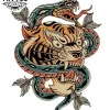 tatouage ephemere tigre et serpent realiste tatouage ephemere tigre et serpent realiste
