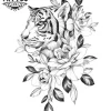 tatouage TIGRE ephemere fleur sauvage realiste