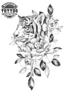 tatouage TIGRE ephemere fleur sauvage realiste
