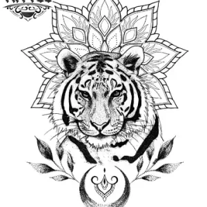 tatouage-tigre-ephemere-mandala-design-animal-unique tatouage-tigre-ephemere-mandala-design-animal-unique