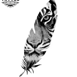 tatouage ephemere tigre avec plume design unique image produit tatouage ephemere tigre avec plume design unique image produit