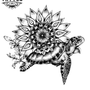 tatouage-ephemere-tortue-fleur-style-oceanic tatouage-ephemere-tortue-fleur-style-oceanic