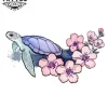 tatouage-ephemere-tortue-fleur-exotique-temporarire-waterproof