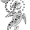 tatouage tortue polynésienne motif tribal océanique temporaire