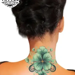 tatouage nuque ephemere trefle chance discret tatouage nuque ephemere trefle chance discret