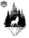 tatouage ARBRE et loup boisé réaliste éphémère tatouage ARBRE et loup boisé réaliste éphémère