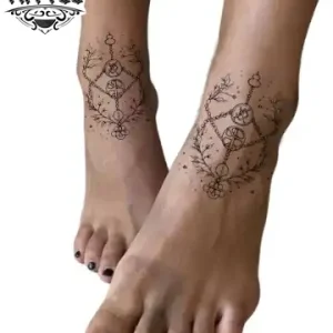 tatouage-ephemere-unalome-cheville-design-spirituel-elegant tatouage-ephemere-unalome-cheville-design-spirituel-elegant