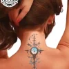 tatouage nuque ephemere Unalome design spirituel tendance tatouage nuque ephemere Unalome design spirituel tendance