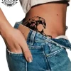 tatouage hanche éphémère vague océan stylisé tatouage hanche éphémère vague océan stylisé