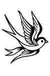 Tatouage Hirondelle Marin Contour Complet