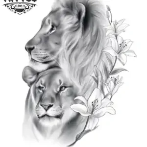 tatouage-lion-et-lionne-couple-amoureux-temporaire tatouage-lion-et-lionne-couple-amoureux-temporaire