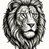 Tatouage Lion Réaliste Contour Blanc
