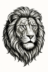 Tatouage Lion Réaliste Contour Blanc