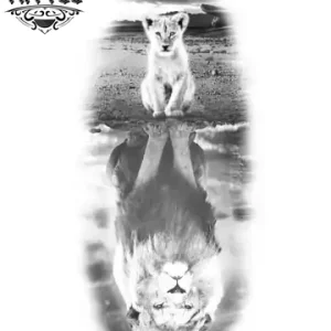 tatouage-ephemere-lion-reflet-temporaire-durable-image