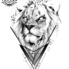 tatouage éphémère lion géométrique triangle tatouage éphémère lion géométrique triangle