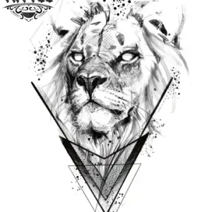 tatouage éphémère lion géométrique triangle tatouage éphémère lion géométrique triangle