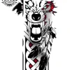tatouage-ephemere-loup-plume-design-unique tatouage-ephemere-loup-plume-design-unique