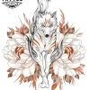 tatouage-ephemere-loup-fleur-design-motif-floral tatouage-ephemere-loup-fleur-design-motif-floral