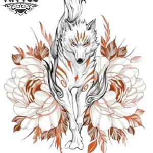tatouage-ephemere-loup-fleur-design-motif-floral tatouage-ephemere-loup-fleur-design-motif-floral