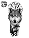 tatouage-ephemere-loup-design-horloge-temps tatouage-ephemere-loup-design-horloge-temps