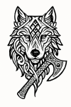 Tatouage Loup Viking Runique