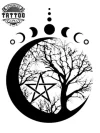 tatouage ephemere lune et arbre de vie mystique
